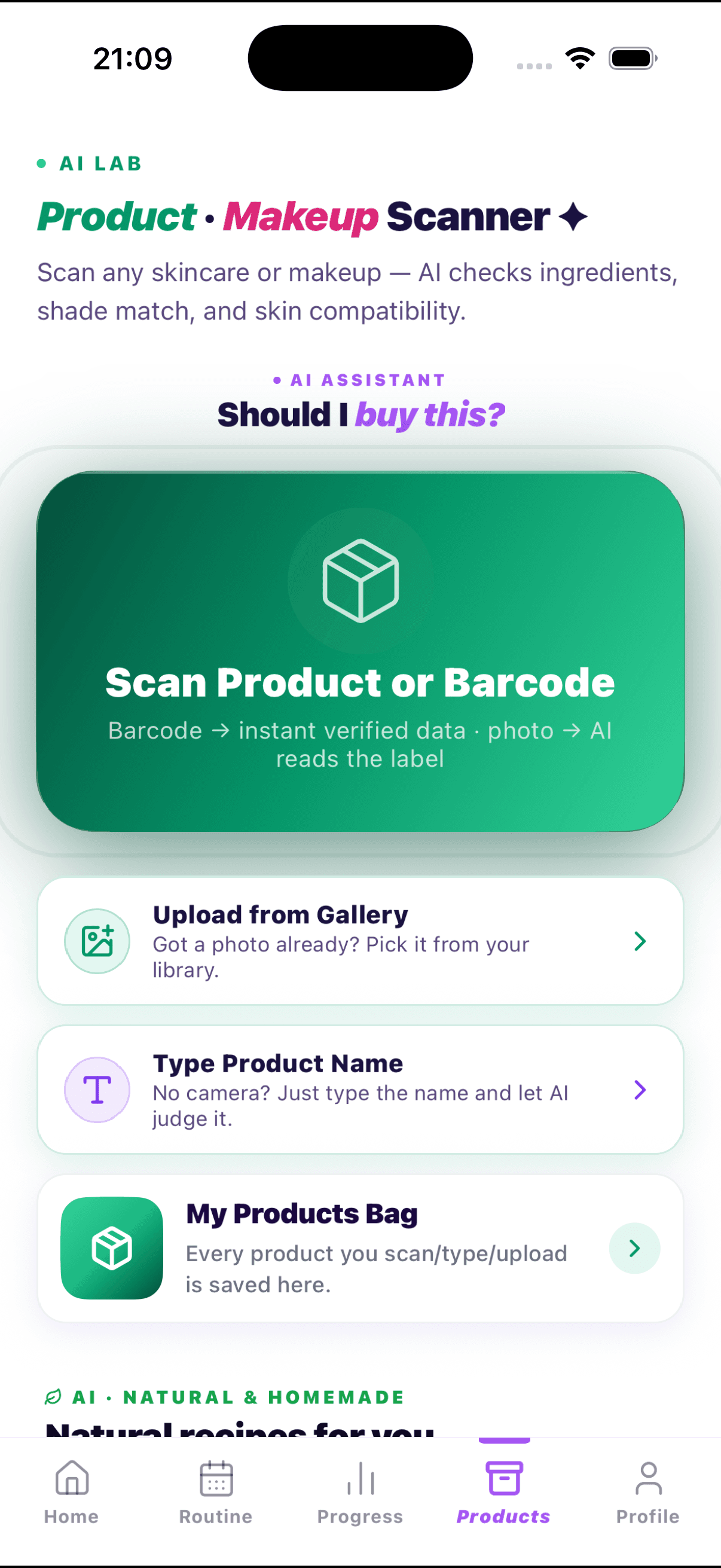 Product + makeup scanner